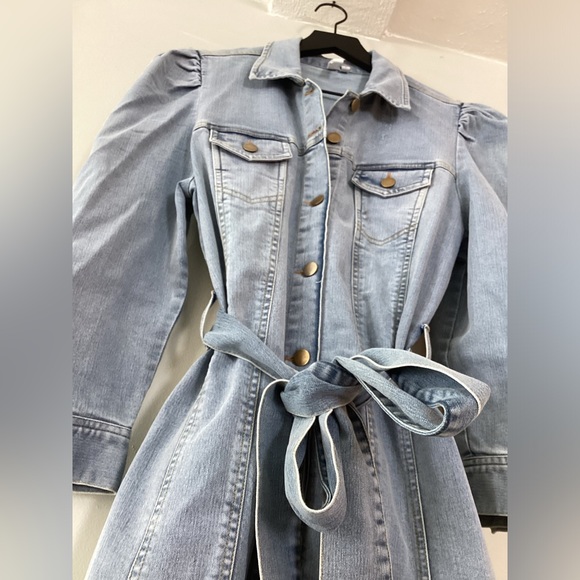 Elan tie-front jean dress L - Picture 4 of 9